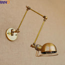 Axyaa Gold Swing Arm Wall Lamp LED Retro Loft Industrial Sconce Light