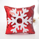 Axyaa Mermaid Snowflake Deer Sequin Red Christmas Pillow Cover