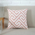 Axyaa Grey Pink Geometric Embroidered Cotton Cushion Cover 45x45cm