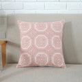 Axyaa Grey Pink Geometric Embroidered Cotton Cushion Cover 45x45cm