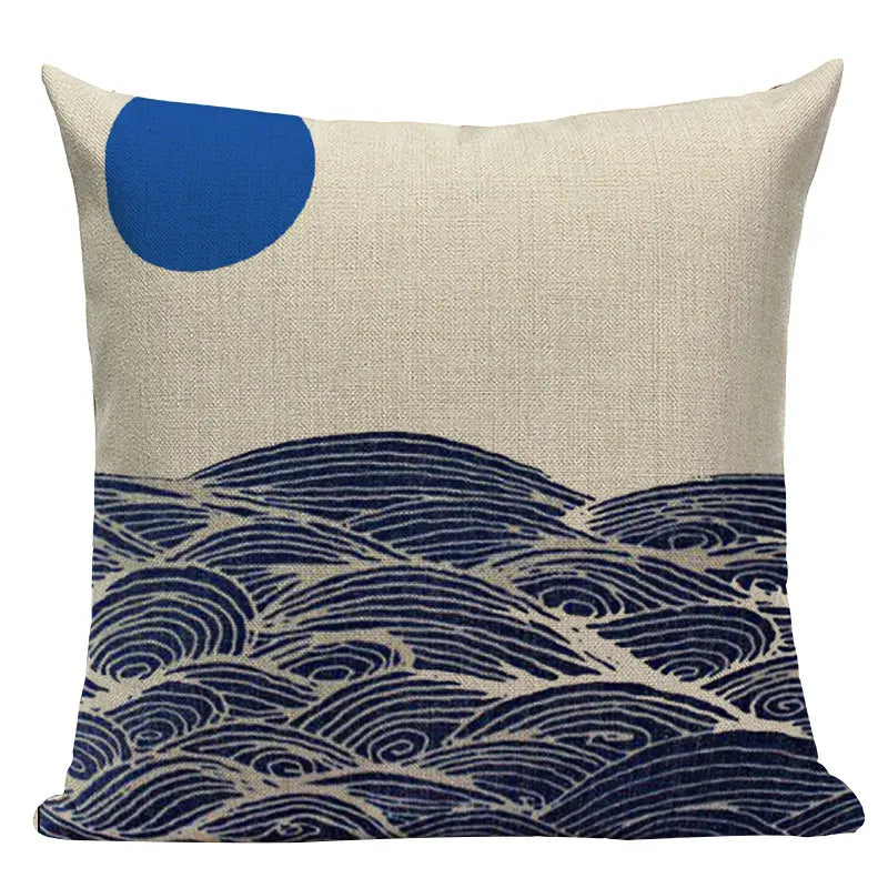Axyaa Japanese Style Decorative Cushion Covers- Crane Fish Design for Home Decor