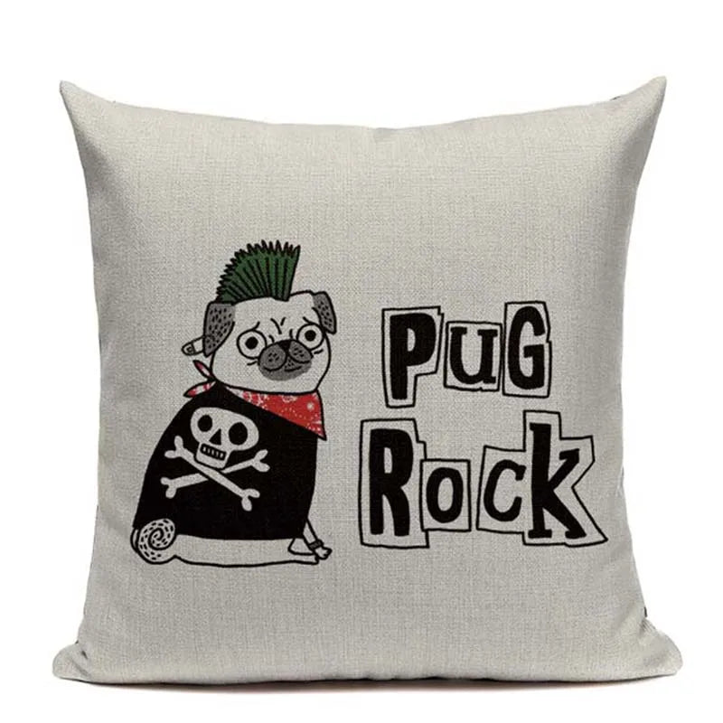 Axyaa Pug Dog Square Cushion Cover 45x45cm Home Decor
