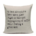Axyaa Custom Linen Pillowcase for Home Sofa Decor - Cat Happy Reading Book Cover