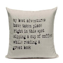 Axyaa Custom Linen Pillowcase for Home Sofa Decor - Cat Happy Reading Book Cover
