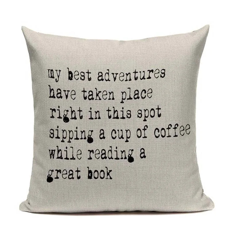 Axyaa Custom Linen Pillowcase for Home Sofa Decor - Cat Happy Reading Book Cover