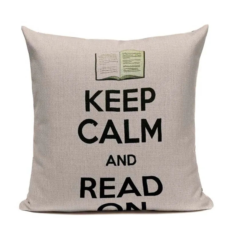 Axyaa Custom Linen Pillowcase for Home Sofa Decor - Cat Happy Reading Book Cover