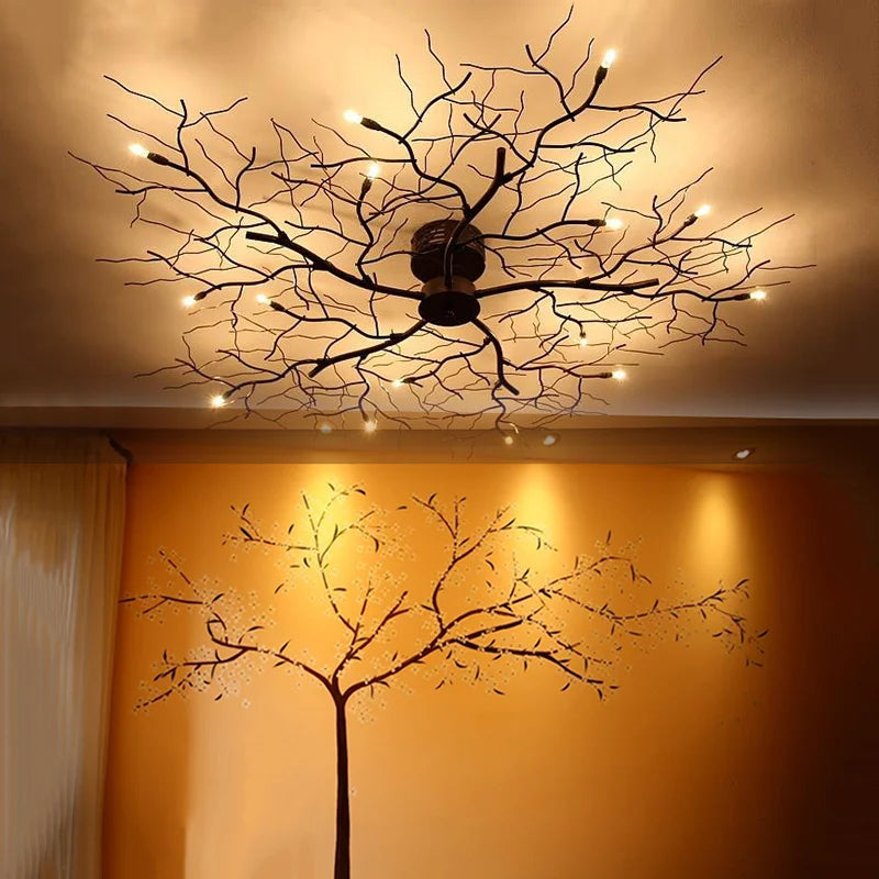 Axyaa LED Ceiling Lamp: Nordic Branch Iron Chandeliers for Bedroom and Living Room
