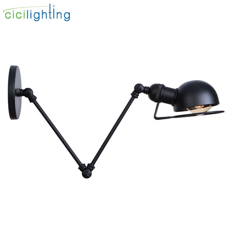 Axyaa Double Swing Arm Wall Light with Metal Lampshade, Industrial Design