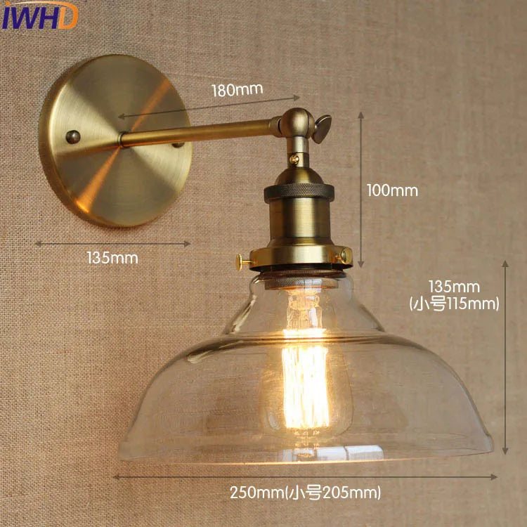 Axyaa Retro Glass Wall Lights - Rustic Loft Industrial Sconce