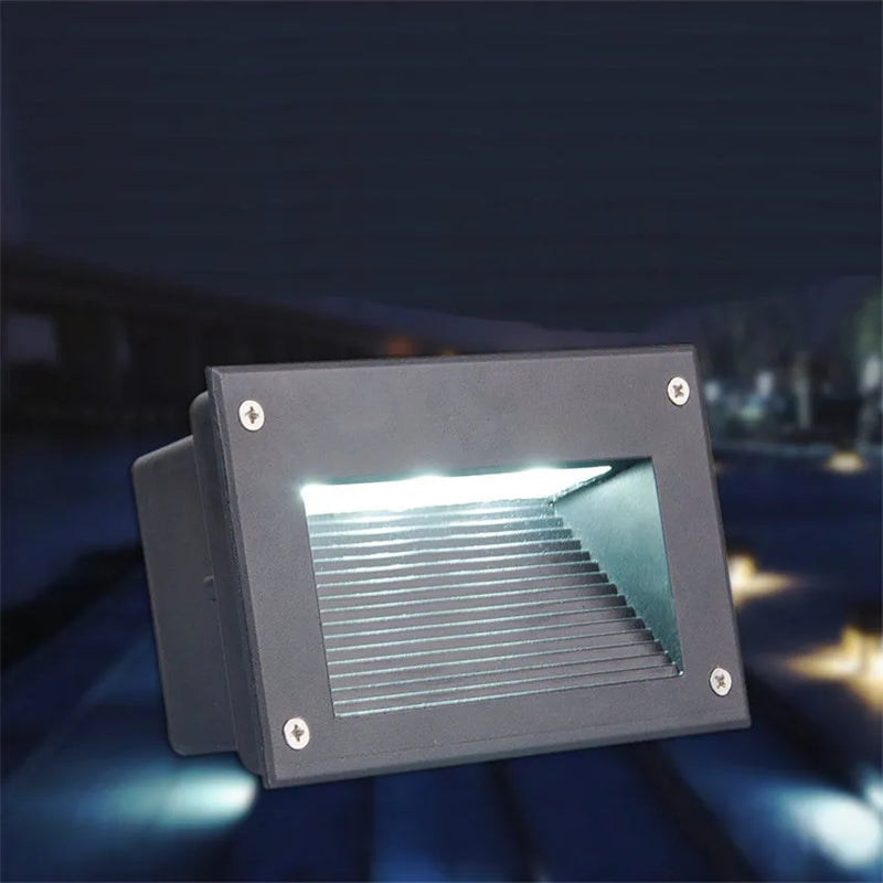 Axyaa 3W Outdoor LED Step Light IP65 Aluminum Recessed Wall Stair Lamp