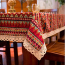Axya Red Stripe Cotton Tablecloth: Bohemian Style Quality for Home Kitchen and Banquets
