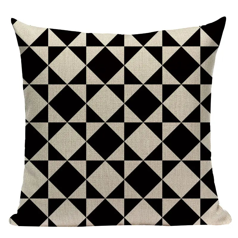 Axyaa Geometric Linen Cushion Cover 45x45cm - High Quality Decor Pillow