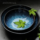 Axya Dim Blue Ceramic Soup Ramen Bowl - Elegant Tableware for Western Food