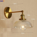 Axyaa Vintage Brass Swing Arm Wall Sconce Glass Industrial Wall Light