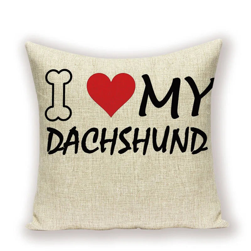 Dachshund Linen Pillow Cover for Sofa Decor Axyaa Home Decorative Cushion Case