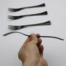 Axyaa 4-Piece Black Stainless Steel Dessert Fork Set for Dinner Salad Fruit