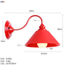 Axyaa Retro LED Wall Light in Red Metal for Bedroom & Living Room