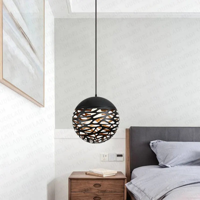 Axya Loft Ball Chandelier: Industrial Nordic Pendant for Home Decor & Restaurant Lighting