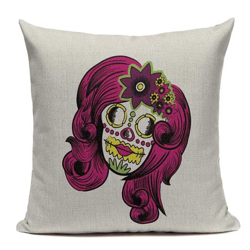 Axyaa Mexican Skull Cushion Covers: High-Quality Black Throw Pillow Cases