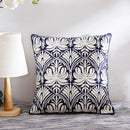 Axyaa Geometric Embroidered Cushion Cover in Grey, Yellow & Blue Canvas Cotton