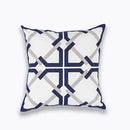 Axyaa Geometric Blue Embroidered Cushion Cover, 45x45cm, Home Decor
