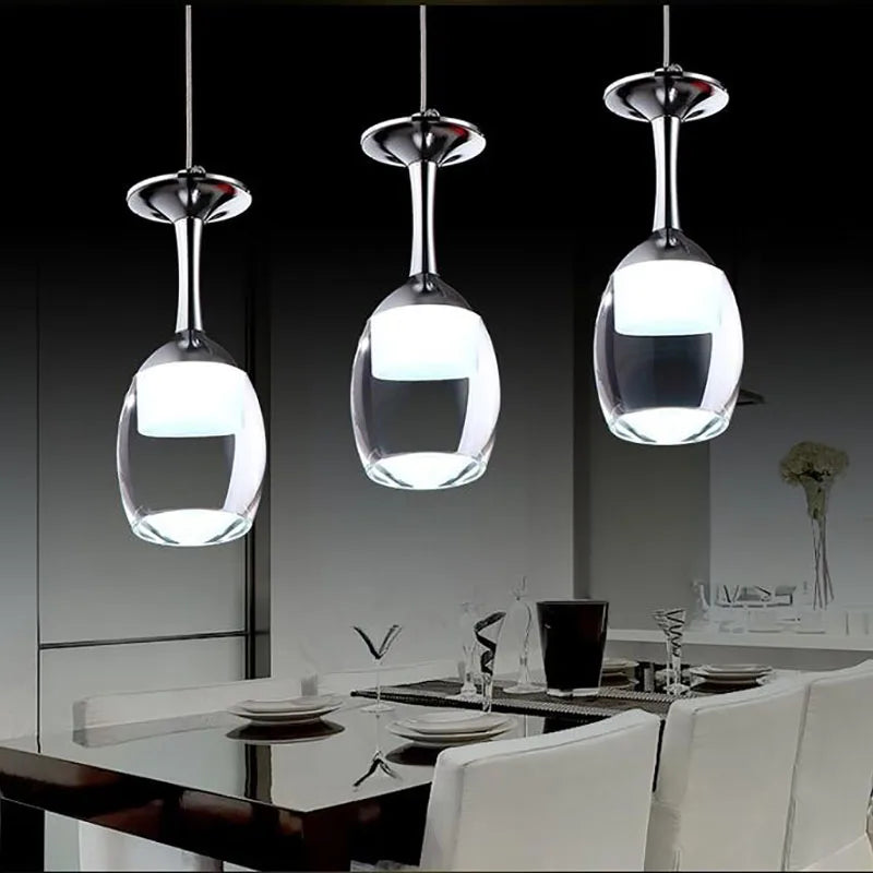 Axya Modern Wine Glass Pendant Lights - 1/3/5 Heads Acrylic Bar Dining Hanging Lamp