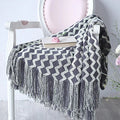 Axyaa Grey Yellow Black Zigzag Knitted Throw Blanket 120x230cm