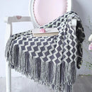 Axyaa Grey Yellow Black Zigzag Knitted Throw Blanket 120x230cm