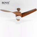 Axya Brown Vintage Ceiling Fan with Remote Control Light, LED Bulbs included