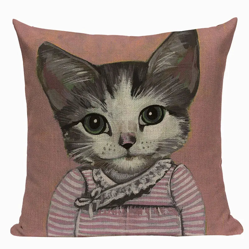 Axyaa Meow Star Cat Cushion Cover 45x45cm - Cute Cartoon Animal Design