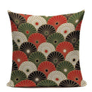 Axyaa Japanese Print Linen Cushion Covers - Fuji Kimono Girl Sea Theme