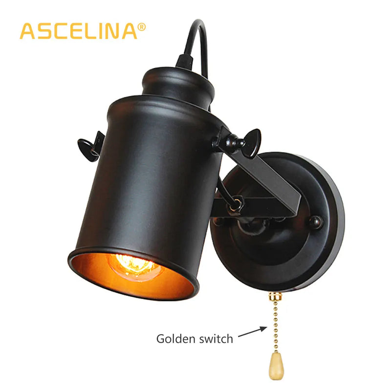 Axyaa Vintage Industrial Wall Sconce with Pull Chain Switch