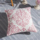 Pink Geometric Embroidered Cushion Cover by Axyaa - 45x45cm Cotton Pillow Case
