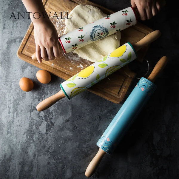Axya Ceramic Rolling Pin: Large Non-Stick Kitchen Roller for Dumplings