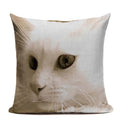 Axyaa Cute Cat Hand-Painted Linen Pillow Cover Black White Yellow