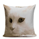 Axyaa Cute Cat Hand-Painted Linen Pillow Cover Black White Yellow