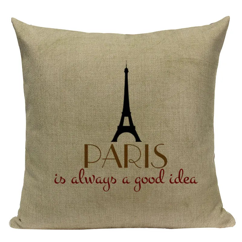 Axyaa London Bridge Paris Eiffel Tower Decorative Printed Throw Pillows