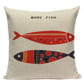 Colorful Fish Pattern Linen Cushion Cover by Axyaa