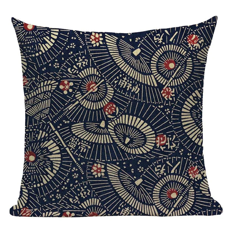 Axyaa Ukiyo Style Fuji Mountain Throw Pillow Cover