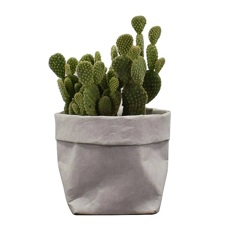 Axyaa Round Brown Paper Bag Storage Hamper - Versatile, Washable, Rustic.
