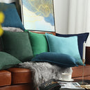 Axyaa Suede Fringed Pillow Case Green Navy Blue Grey Cushion Cover