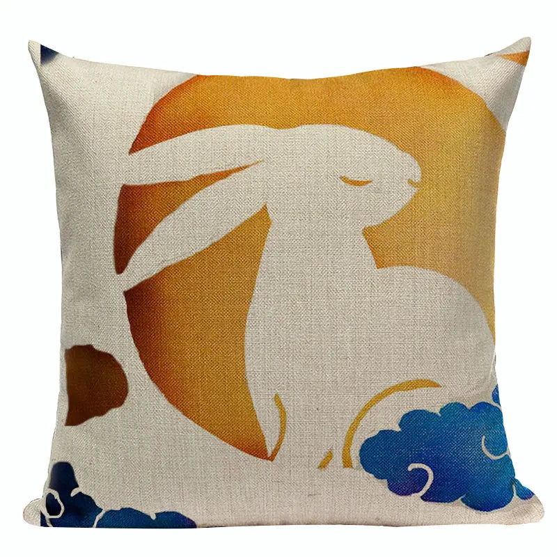 Axyaa Japanese Style Sofa Pillow Cover 45x45cm - Jin Wind and Carp Pattern