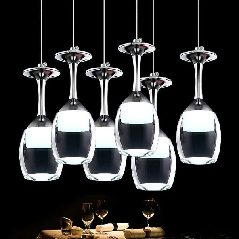 Axya Modern Wine Glass Pendant Lights - 1/3/5 Heads Acrylic Bar Dining Hanging Lamp