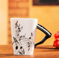 Axyaa Music Violin Guitar Ceramic Mug with Handle - Novelty Stave Coffee Cup