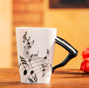 Axyaa Music Violin Guitar Ceramic Mug with Handle - Novelty Stave Coffee Cup