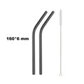 Axyaa Stainless Steel Colorful Bent Straws Set with Cleaner Brush