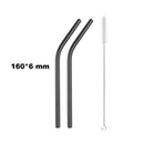 Axyaa Stainless Steel Colorful Bent Straws Set with Cleaner Brush