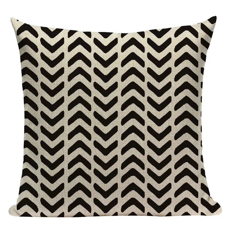 Axyaa Geometric Linen Cushion Cover 45x45cm - High Quality Decor Pillow