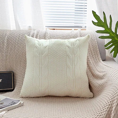 Axyaa Cable Knit Cushion Cover Soft Solid Pillow Case, 45cm*45cm, 5 Colors