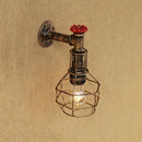 Axyaa Retro Iron Wall Lamp for Bedroom Study Stair Bar Restaurant Cafe Sconce